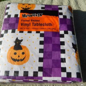 Large Oblong Flannel Backed Halloween Tablecloth 60” x 102”