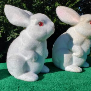 Vintage 1970's - 1980's Flocked Made in Hong Kong Rabbit Banks with Stoppers