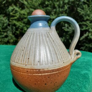 Vintage Lori Cole Signed Stoneware Oil Lamp Complete with Ball Wick Topper
