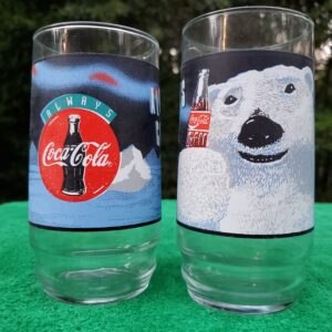 Vintage 1995 Indiana Glass Coca Cola Polar Bear "Always Cool" Glasses