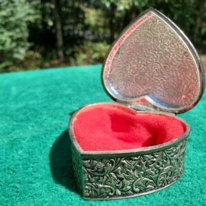 Goodinger Silver Plated Heart Jewlery Box Art Nouveau