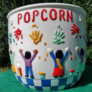 Family Sized Ceramic Hand Painted Popcorn and Snack Bowl