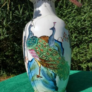 Vintage 1960's Chinoiserie Ceramic Floral Vase