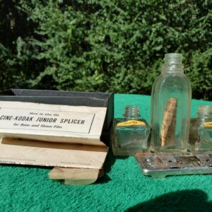 Cine-Kodak 8mm and 16mm film splicer and Processing Bottles