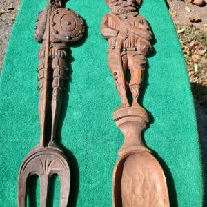 Large Vintage Handmade Wood Wall Decor - Cervantes Figurines Don Quixote and Sancho Panza