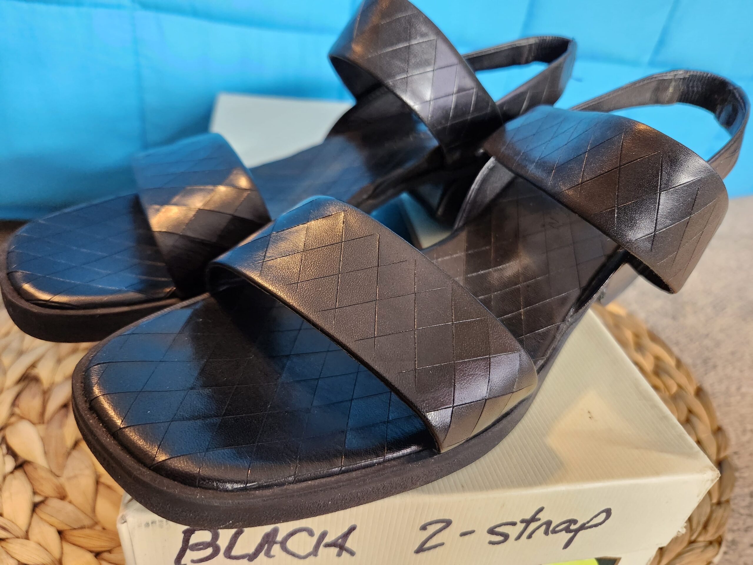 Cole Haan "Clara" Black Scored Leather Sandals - Image 4