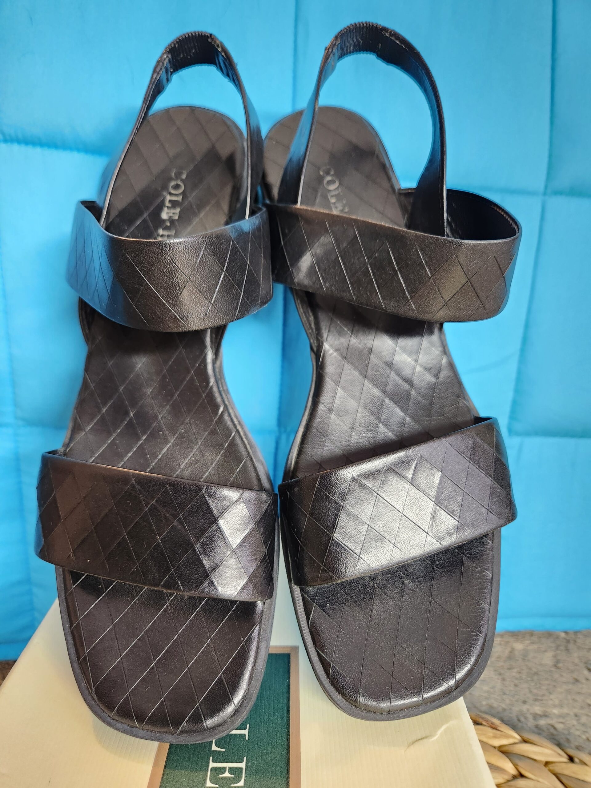 Cole Haan "Clara" Black Scored Leather Sandals - Image 5