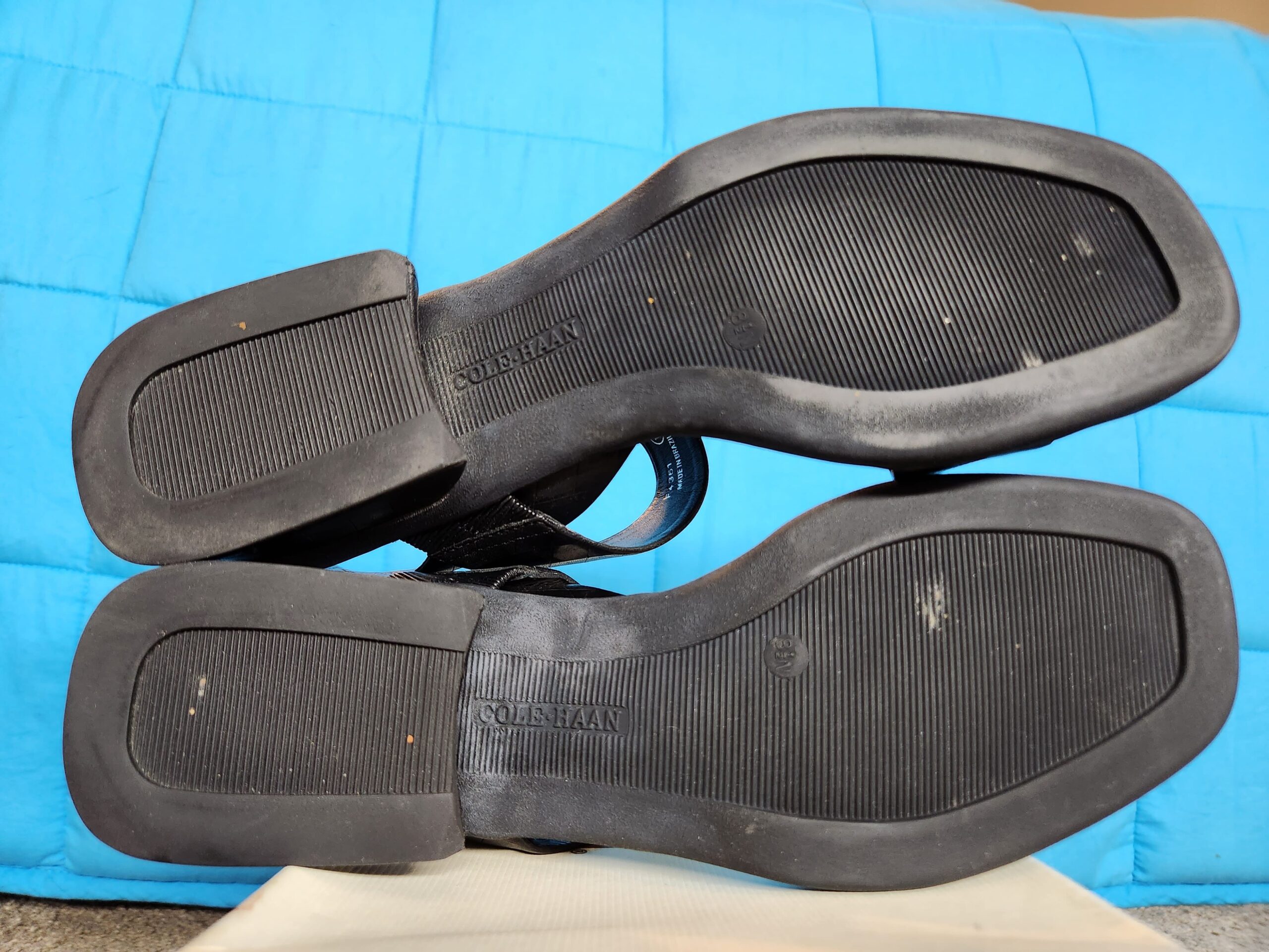 Cole Haan "Clara" Black Scored Leather Sandals - Image 6