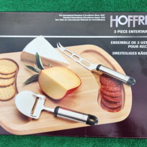 Hoffritz Three Piece Cheese, Meat, Hors D'oeuvre Board, Knife and Slicer
