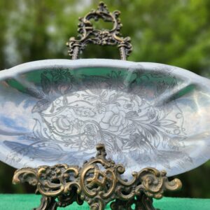 Vintage (1950's) Retro Hammer Forged Aluminum Bread/Serving Tray - Leaves, Floral Botanical Embossed