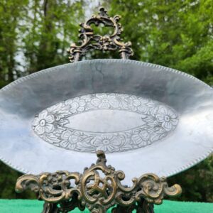 Vintage (1950's) Retro E.M.P.C.O. Intaglio Design Hammer Forged Aluminum Bread Tray Fruit - Floral Botanical Embossed