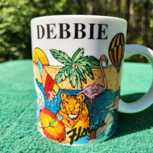 Vintage 1992 "Debbie" Florida Themed Summer Beach Ocean Mug in Vibrant Color