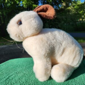 Vintage 1988 Dakin Stuffed Plush White and Brown Bunny Rabbit 13" x 11"