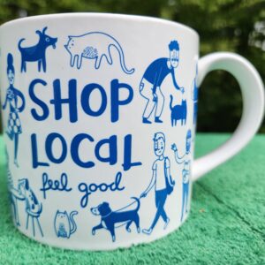 Now Designs "Shop Local Feel Good" Coffee Mug - Community People Cats Dogs Shopping