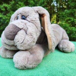 Vintage made-in-Korea Russ LUBBABLE Puppy Dog Plush Wrinkles Hound Lovable 16" Stuffed Animal