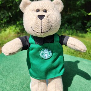 Starbucks 2016 Annual Coffee Barista Brown Tweed  Herringbone 10" Bear Plush “Bearista”