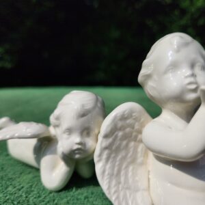 Vintage 1993 Delicate Porcelain Bisque Glazed Angel Cherub Figures