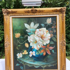 Oil on Canvas Still Painting by J. Sydney Mounted in GORGEOUS Lighted Frame