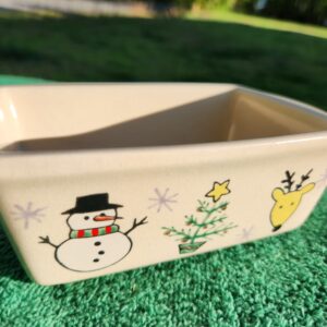Christmas Personal Size Mini-Loaf Stoneware Bread Baking Pan