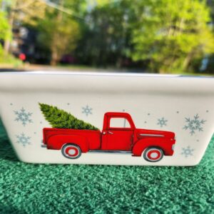 Christmas Personal Size Nantucket Mini-Loaf Stoneware Bread Baking Pan