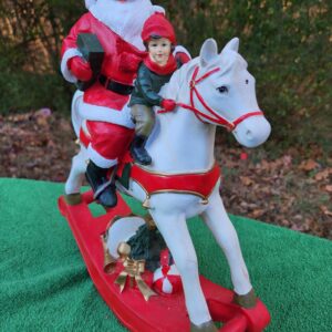 Vintage Large Detailed Tabletop Santa Rocking Horse