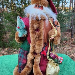 Vintage Christmas Patchwork Cloak Animated Musicbox Santa w/ Original box
