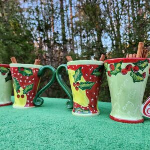 Set of 4 Claire Ware Christmas Winter Holiday Coffee Tea Hot Chocolate Mugs