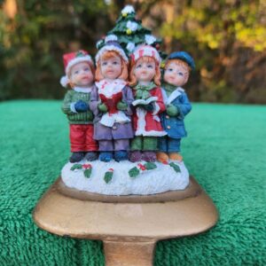 Vintage Cast Iron Base Children Christmas Carolers Stocking Hanger