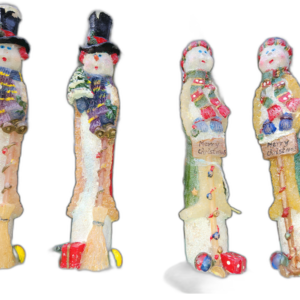 2 Pairs Vintage Hand Painted Decorative Christmas Candles