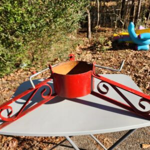 Vintage Classic Metal Red Decorative Scrolled Legged Christmas Tree Stand