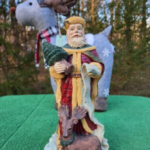 Vintage Windsor Collection Old World Santa Figurine with Deer and Christmas Tree