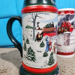 Vintage 1991 Limited Release Anheuser-Busch Budweiser Clydesdales Collectors Christmas Stein