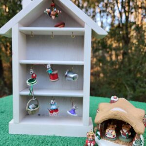Vintage 1990s Hallmark Memory House Ornament Shadow Box, Moustershire Cottage & Mouse Ornaments