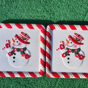Tien Hsing International Trading Co Ltd Embossed Snowman Square Serving Plate Pair