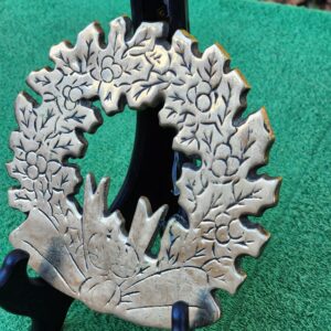 Vintage Brass Christmas Holiday Holly Wreath Trivet