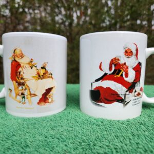 Pair of Norman Rockwell Santa Claus Coffee Mugs