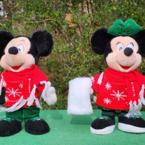 Disney Christmas Mickey & Minnie Winter Scarves and Sweaters Ice Skating Couple