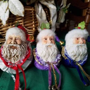 Vintage Old-World Santa Porcelain Faces & Velvet Suits