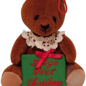 Vintage 1990 San Francisco Music Box Co. Commemorative "Baby's First Christmas" Plush Bear Ornament