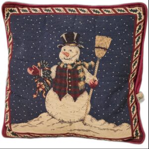 Riverdale Tapestry Style Snowman Decorative Christmas Pillow
