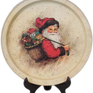 Vintage 1986 Potpourri Press Christmas Tray Santa with Toy Basket - Hong Kong13.5"