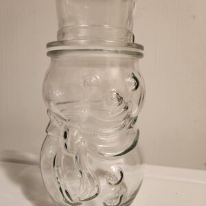 Vintage Libbey Clear Glass Snowman Christmas Apothecary Candy Jar Canister