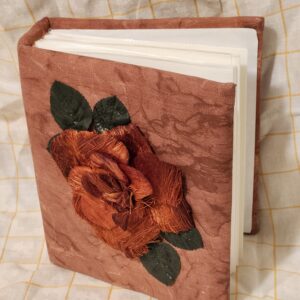 Plush Marbalized Fabric Unused Photo Album with Hand-Crafted Rose Cover