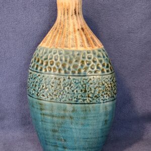 Sanibel Glazed Stoneware Vase with Scaled and Fluted Pattern