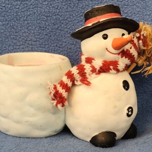 Ceramic Christmas Snowman Candle Holder / Planter
