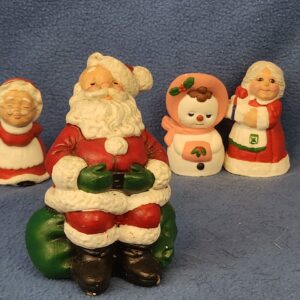 Vintage 1970's Bald Santa Claus Figurine Handpainted Christmas