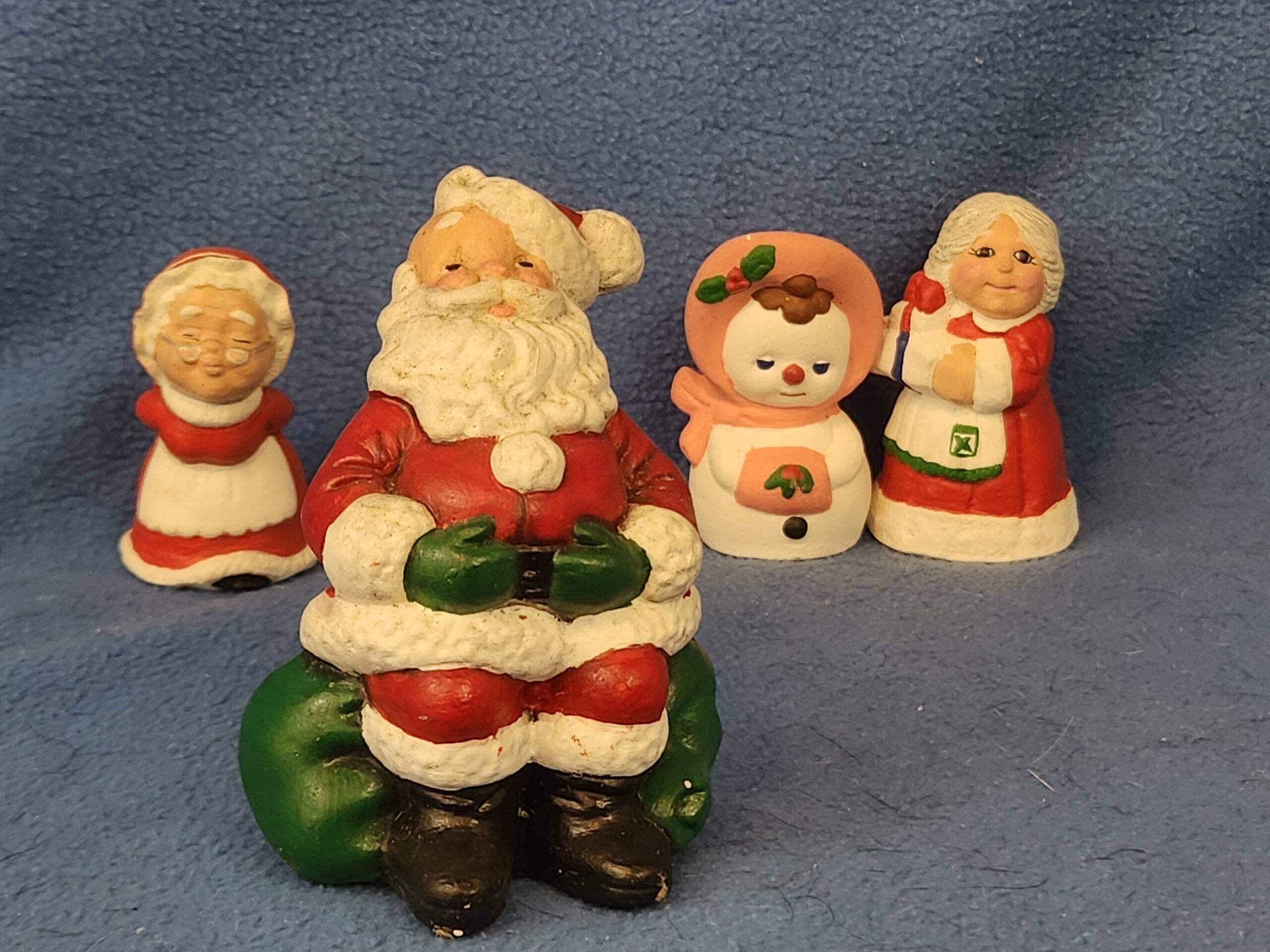 Vintage 1970's Bald Santa Claus Figurine Handpainted Christmas