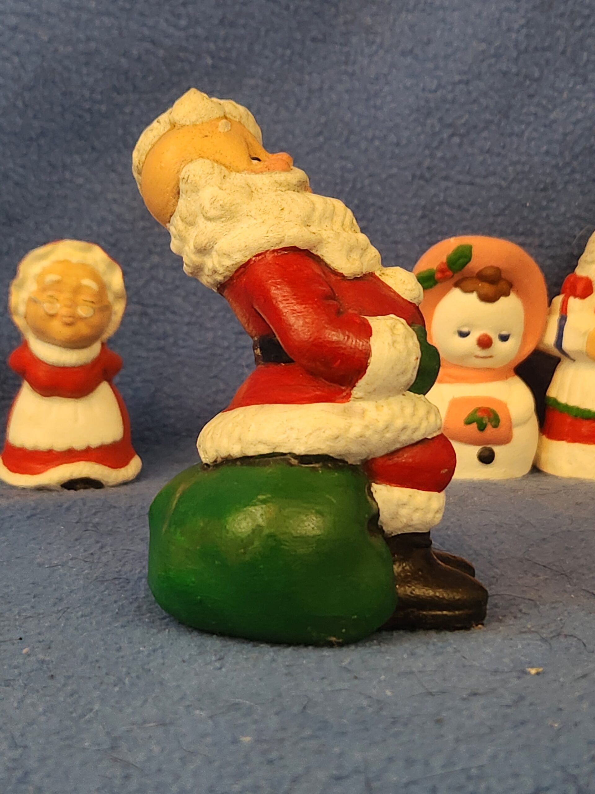 Vintage 1970's Bald Santa Claus Figurine Handpainted Christmas - Image 2