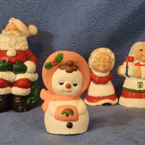 Vintage Lady Snowman Figurine Handpainted Christmas