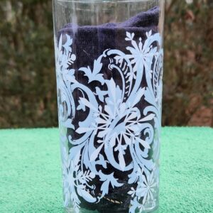 Wintery Wonderland Highball Snowflake Drinking Glasses Baby Blue White